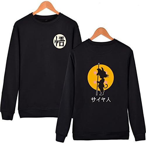 elrjghe Men Women Hoodies Sweatshirt Cartoon dragon ball z print fashion Hoodie casual Pullovers Black XXS