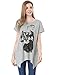 Allegra K Women Irregular Hem Portrait Print Loose Tunic Top XS Heather Grey