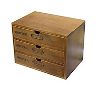 Smartcoco Vintage Solid Wood Storage Chest Box with 3-Drawers Cosmetic Desktop Organizer