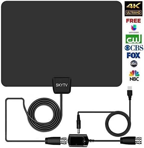 TV Antenna-SKYTV Amplified Digtial TV Antennas 60+ Miles Range with Detachable Signal Booster,13.5ft long copper coaxial cable for better reception(4K 2018 Newest Version)
