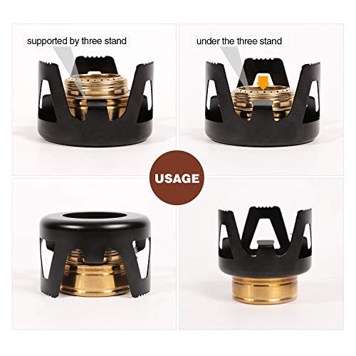 REDCAMP Mini Alcohol Stove for Backpacking, Lightweight Brass Spirit Burner with Aluminium Stand
