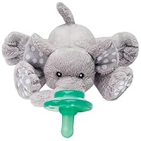 Nookums Paci-Plushies Buddies Pacifier Holder - Plush Toy Includes Detachable Pacifier, Use with Multiple Brand Name Pacifiers (Elephant)