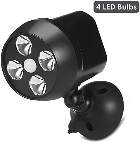 Motion Sensor Light,Oneflower IR Motion Sensor LED Spotlight,Super Bright Night Light,Security Outdoor Light with 600 Lumens &amp; 4 LED Bulbs,Weatherproof Safe,Upgrade Version (Black)
