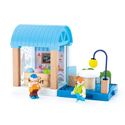 image for WOOKA Wooden Train Set Accessory - Ice-Cream Shop Dollhouse - Wooden B