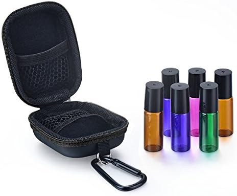 Essential Oil Carry Case Bundle Include 10 Piece Roll-On Bottle 10ML Oil Key Tool Included (5ML Black)
