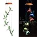 LED Solar Hummingbird Wind Chimes Outdoor - Waterproof Mobile Changing Light Color Wind Chime, Six Hummingbirds LED Wind Chimes for Home, Xmas Mom Gifts, Party, Festival Decor, Night Garden Decoration