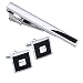 PiercingJ 3pcs Men's Stainless Steel Exquisite GQ Cufflink and Tie Clip Set