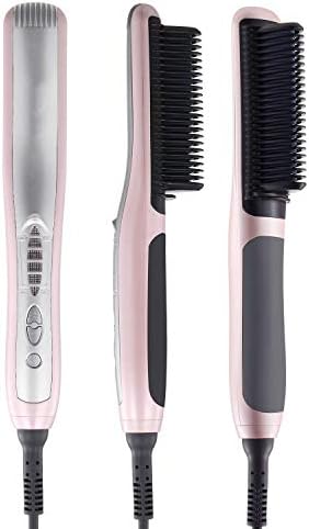 GOMAR 2 in 1 Hair Straightening Brush Professional Ceramic Hair Straightening Brush Anti Scald Hair Straightener Comb