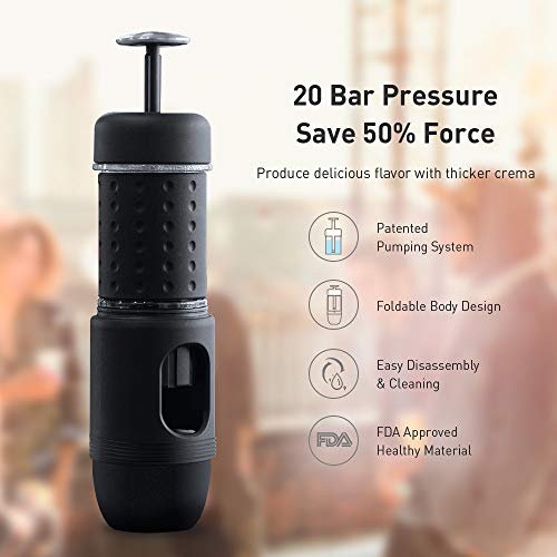 STARESSO Tragbare Espressomaschine Mini Manuelle Kaffeemaschine mit Reichhaltiger und Dicker Crema Kompatibel mit… – Bild 3
