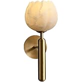SIYGANK White Alabaster Wall Sconce Natural Marble Stone Wall Light Fixture Mid Century Modern Hallway Wall Sconce Antique Fa