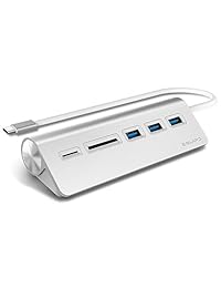 USB C Hub, EQUIPD 5 IN 1 Aluminio Tipo C Adaptador con 3 Puertos USB 3.0 SD SDHC SDXC microSD Lector de Tarjetas para Nuevo MacBook Pro 13" 15 2015 2016 2017  Chromebook y más Dispositivos Tipo C