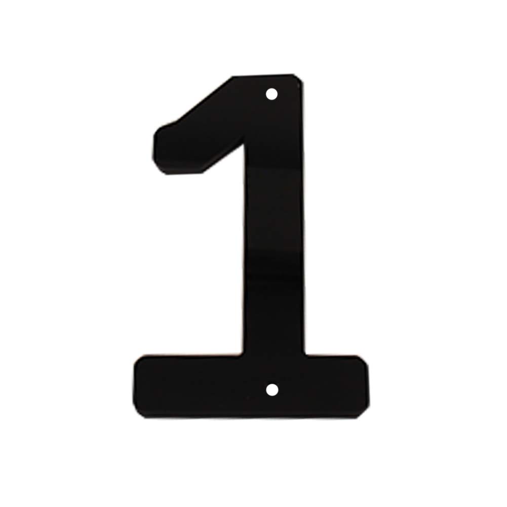 House Number Sign 6 Inch (15 cm) Large Modern Acrylic Plastic Door Numbers, Thick Signage Plaque Self-adhesive & Screws Street Home Address Number Mailbox Numbers, Black [Number 1]