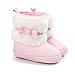 LIVEBOX Baby Boy Girl Boots Newborn Prewalker Toddler Shoes Soft Sole Bow Anti-Slip Warm Winter Infant Snow Boots (L: 12~18 Months, Pink)