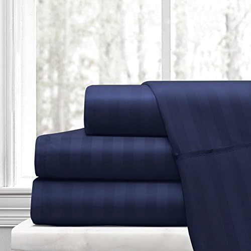 Ras Decor Linen Duvet Cover Set Super King, Navy Blue Stripe, 3 Piece Duvet Set (1 Duvet Cover + 2 Pillow case) - Hotel Quality 100% Cotton with Zipper Closure Duvet Cover Super King Size