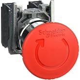 Schneider Electric - Harmony XB4 - Emergency Stop Button - &Oslash;40 - Push Turn - red - 1O+1F - Screws - XB4BS8445
