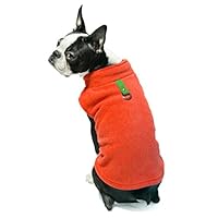 Gooby - Fleece Vest, Small Dog Pullover Fleece Jacket with Leash Ring, Pumpkin, Medium