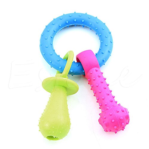 Stebcece New Rubber Pacifier Pet Toys Ring Dog/Cat Puppy Chew Toys with Bell Sound Inside