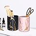 Cute Pencil Holder for Desk, Marble Office Pen Holder Ceramic, WAVEYU Pencil Cup for Women Kids Desk Organizer Makeup Brush Holder for Daily Use in Classroom, Home, Golden-Pink Marble