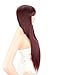 Kalyss 28 inches Women's Silky Long Straight Mixed 99J Burgundy color Heat Resistant Yaki Synthetic Wig with Bangs Darily Party Dress Women Wigs (Burgundy)