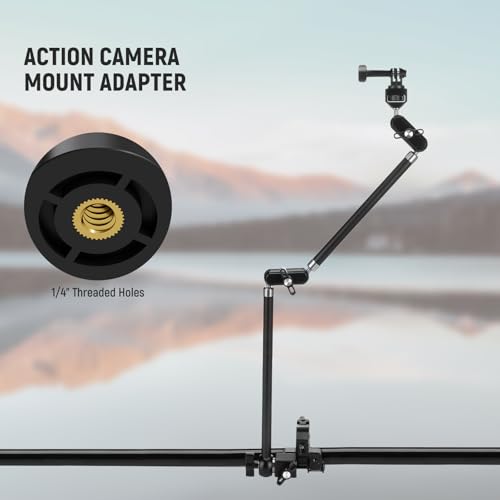 NEEWER 30" Articulating Magic Arm with Super Clamp/Action Cam Mount/Phone Holder, Overhead Camera Desk Mount Mic Boom Stand, Compatible with GoPro iPhone DSLR Webcam Microphone Video Recording, UA056