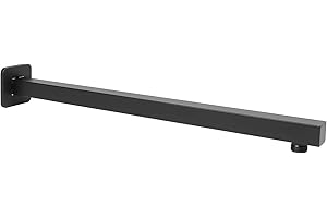 HarJue Shower Arm, Rain Shower Head Extension Extender, With Flange and Teflon Tape, Made of Thicken Stainless Steel for Bathroom Rainfall Shower (20 Inch, Matte Black)