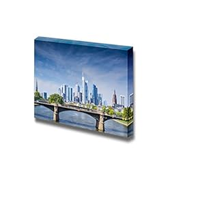 Canvas Prints Wall Art - Skyline of Frankfurt, Germany, The Financial Center of The Country | Modern Wall Decor/Home Art Stretched Gallery Canvas Wraps Giclee Print & Ready to Hang - 12" x 18"