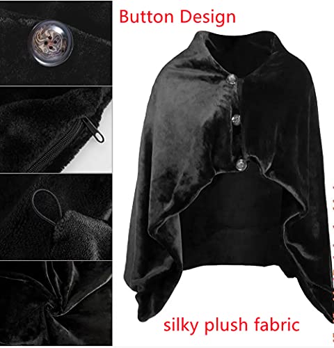 YGGKY USB Heated Shawl Electric Heated Blanket Plush Flannel Blanket with 3 Heat Level Setting for Car Office Home Travel - 120x80CM (Black)