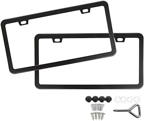 SunplusTrade License Plate Frame Black Matte Powder Coated Aluminum