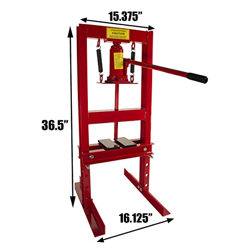 Dragway Tools 6Ton Hydraulic Shop Floor Press with Press Plates and H