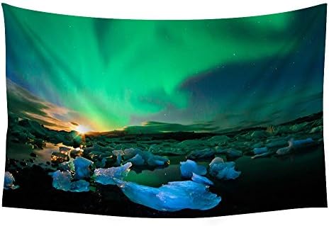 Iceland northern lights sky Nature Scenery - Wall Tapestry Art For Home Decor Wall Hanging Tapestry 60x40 Inches