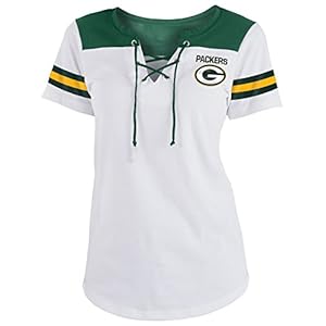 New Era Green Bay Packers Women’s Sleeve Striped Lace-Up T-shirt 418iPBkbzFL