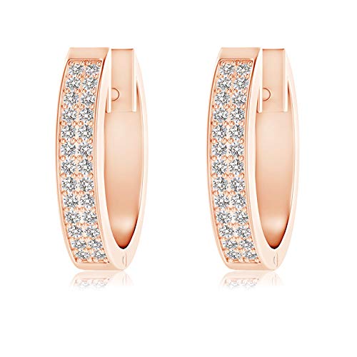 Dubai Gems Rose gold finish double row created diamond huggie hoop earrings for women Birthday New Year Valentine's Day Gift for Mum Wife Sister Girlfriend-Come with Gift Box
