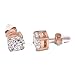 Buyless Fashion Girls Stud Earrings 14K Rose Gold Plated with White Zirconia and Gift Box - ECZCRSG3MM