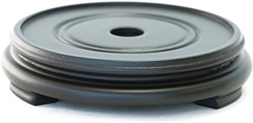 Feng Shui Import Rubber Finished Round Wooden Stand (6"), Black