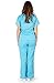 Ultra Soft Brand Scrubs - Premium Womens Junior Fit 3 Pocket Mock Wrap Scrub Set, Water Blue 39113-Small