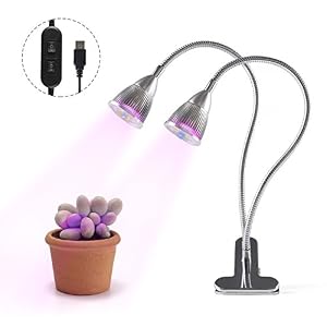 Image of [UPGRADED 2018] Plant Grow Light, 10W Dual Head 360° Flexible Indoor LED Plant Grow Lamp with Adjustable Luminious Level for Indoor Plants, Hydroponic Gardening, Greenhouse, Office