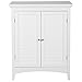 Teamson Home Glancy Wooden Freestanding Floor Cabinet with 2 Adjustable Shelves 3 Storage Spaces 2 Shutter Doors and 2 Chrome-Finished Knobs, White