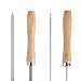 CHICHIC 16.5 Inch Kabob Skewers, Stainless Steel BBQ Skewers Set, Flat Barbecue Skewers, Reusable BBQ Sticks, Metal Grilling Skewers for Shish Vegetables and More, Wooden Handle, 12 Packs