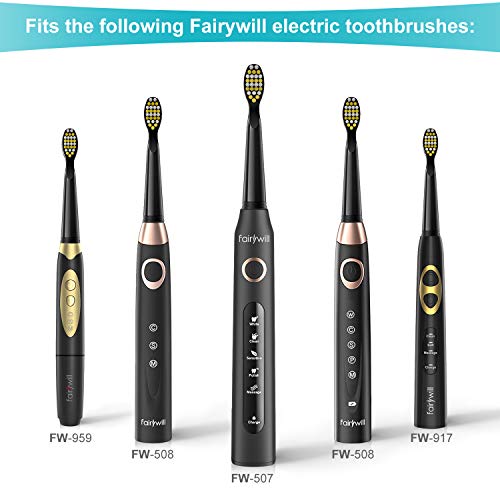 Fairywill Electric Toothbrush Hard Brush Heads x4 for Model FWD1/FWD3/FWD7/FWD8/FW917 Sonic
