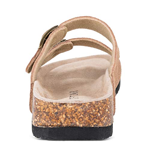TF-STAR-Womens-Arizona-Cow-Suede-Leather-Flat-Sandals2-Strap-Adjustable-BuckleCasual-SlippersSlide-Cork-Footbed-Shoes-for-WomenLadiesGirls