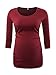 BBHoping Women's Side Ruched 3/4 Sleeve Maternity Scoopneck T Shirt Top Pregnancy Clothes, Wine Red, X-Large