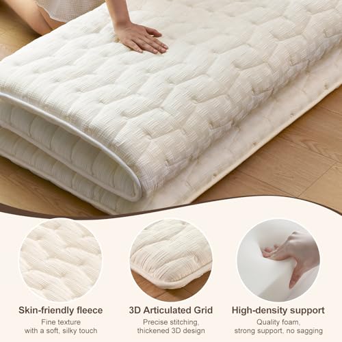 Premium Japanese Floor Mattress Twin Size 80"x 39", Extra Thick Futon Mattress with 100% High Density Foam - Ideal for Comfort and Support, Portable Tatami Mat Sleeping Pad for Guest Room, Dormitory
