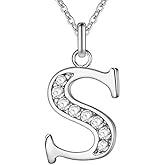 Xyphielle Women's Letter S Necklace, 925 Silver Plated, Gift for Christmas, Birthday, Anniversary, Mother's Day, Jewelry for Girlfriend, Wife, Mom