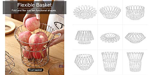 Jion Ware Flexible Silver Wire Basket Transforming For Fruit Bread or Decorative Items