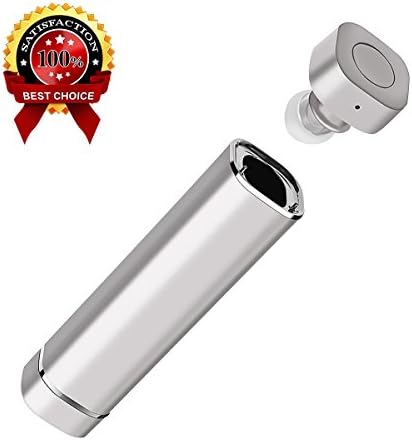 Wireless Earbuds, Mini Bluetooth Earpiece with 900MAH Power Bank Mic,Rechargeable Wireless Headset , Lipstick-Sized Portable Headphone In-Ear Magnetic Earphone for iPhone Galaxy and More(Silver)
