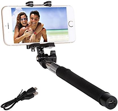 Wireless Selfie Stick, KAPAS Foldable 3.5ft Extends Up Premium Bluetooth Remote Shutter Extendable Monopod with Adjustable Holder for iPhone Samsung and other IOS and Android Smartphone (Black)
