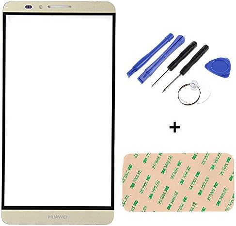 Huawei Ascend Mate 7 Front Screen Outer Glass Lens Replacement with Adhesive Tape and Tool Kit (Gold)