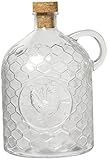 Circleware 06787 Rooster Glass Jug with Handle and Cork,Glassware for Water, Juice, Beer, Wine, Liquor, Beverage Drinks, Huge 2 Liter, Clear