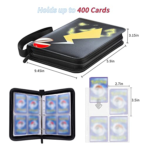 Trading Card Binder for Pokemon Cards, Card Collector Album with Sleeves,  Fits Up to 400 Game Cards, Zipper Carrying Card Organizer Book for Boys,  Girls in Dubai - UAE | Whizz