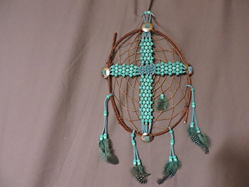 CrossCatcher (CC01) – A beaded leather lacework Cross encircled in a twisted willow branch, dream catcher